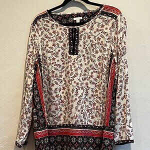 J Jill long sleeve floral blouse Large